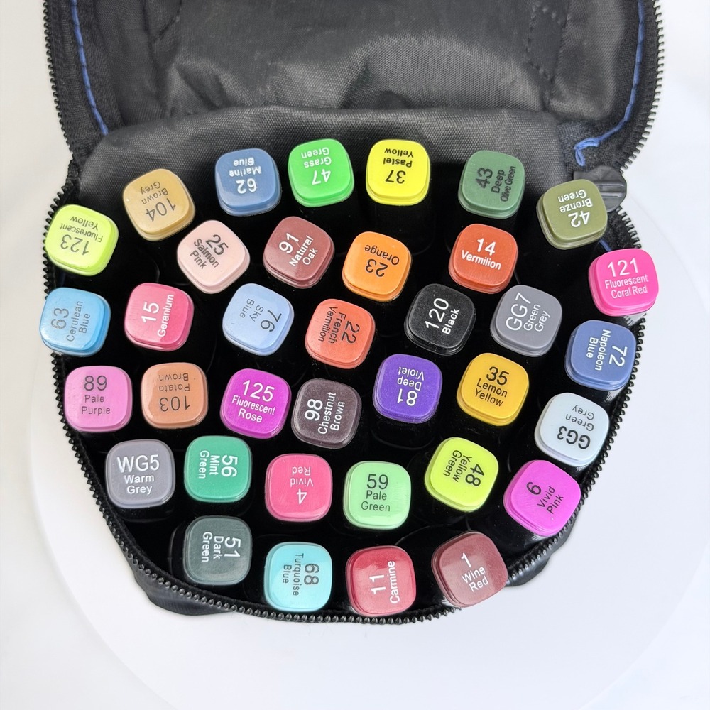 Touch 36 Piece Alcohol Marker Set with Zippered Carrying Case Dual Tip Art Pens